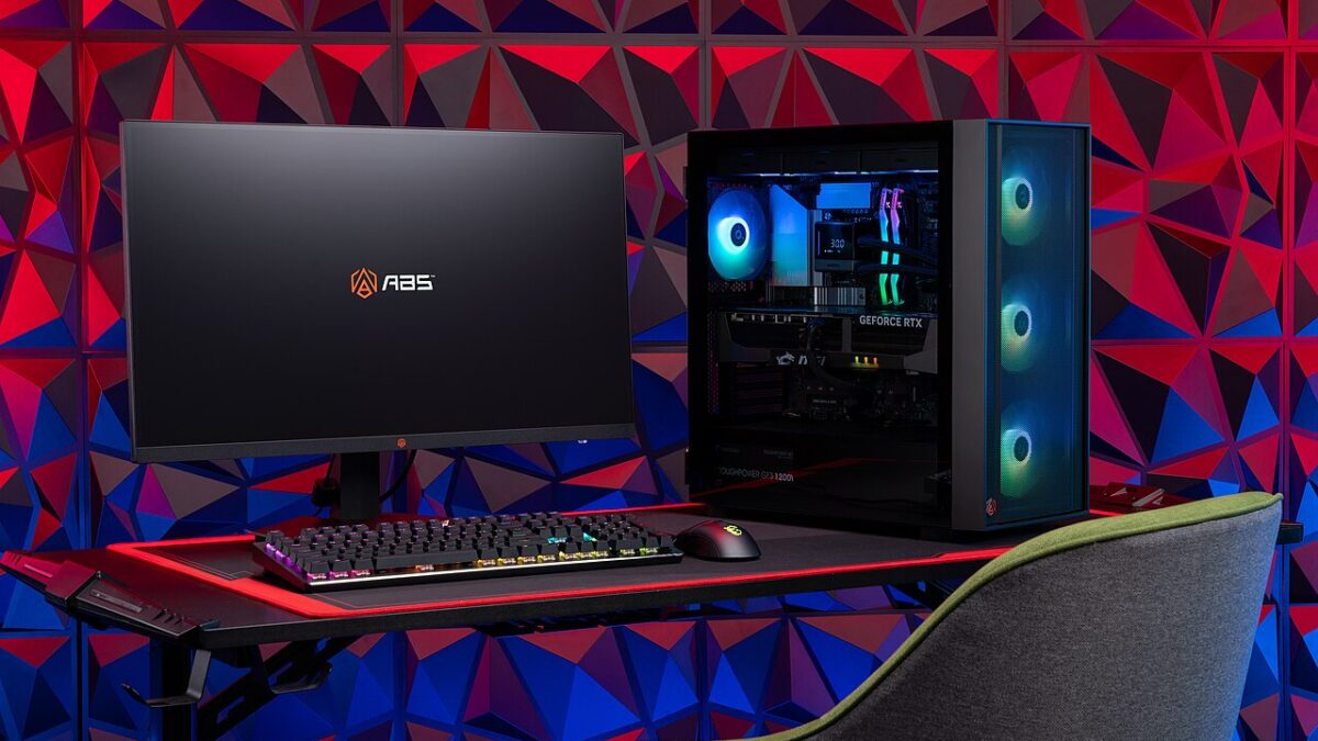 Modern desktop gaming PC and monitor setup