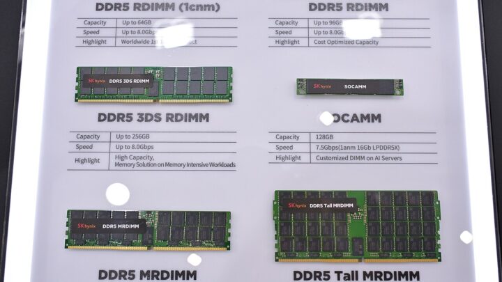 DDR5 memory modules displayed at a technology exhibition