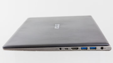 Side view of an Asus Zenbook laptop showing its ports