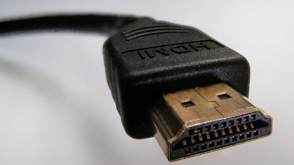 Close-up photograph of a male HDMI connector